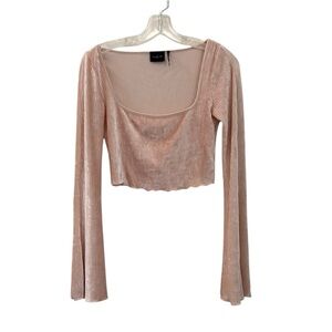 Out From Under For Urban Outfitters Light Pink Velvet Ribbed Crop Top size Med
